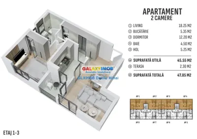 Apartament 2 cam-Bucatarie inchisa-Incalzire pardoseala-Prel. Ghencea - foto 9