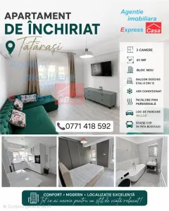 Apartament nou de inchiriat, 3 camere, Tatarasi - Iasi