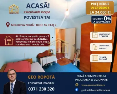 Apartament 3 camere etaj 2 in Moldova Noua - Moldova Noua