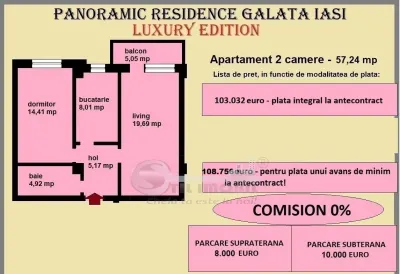 Apartament 2 camere de vanzare in Iasi, Galata, 57,24 mp, bloc nou - foto 2